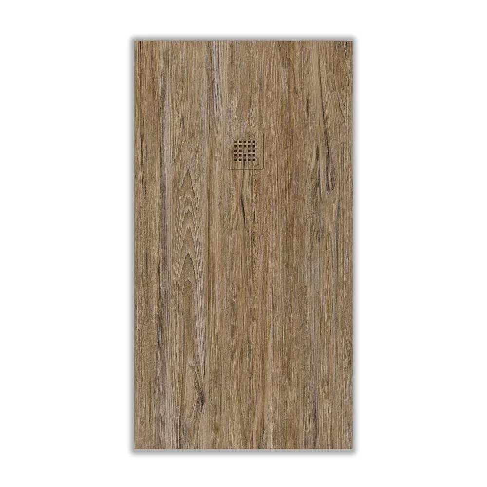 Douchebak van hars met leisteenstructuur Donkerbruin Houteffect – antislip STONE 3D modern