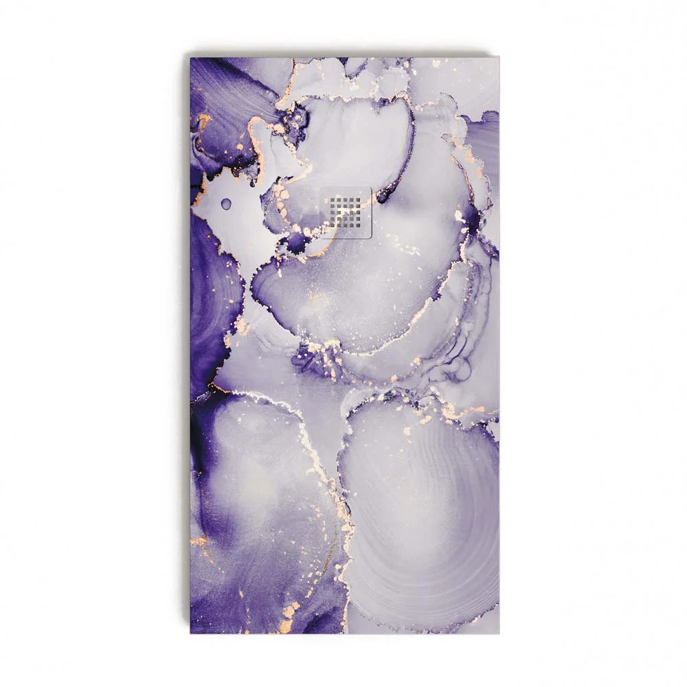 Douchebak van hars met leisteentextuur. Effect in Marble Forest Violette plant en andere afwerkingen – antislip STONE 3D modern