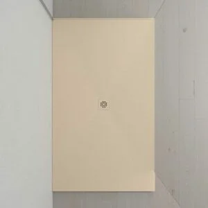 Extra grote XXL douchebak van kunsthars met leisteentextuur en antislip CREMA Ral 1013