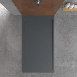 STYLE douchebak van hars – antracietgrijze kleur RAL-7016 en andere – leisteenstructuur – antibacterieel en antislip. verborgen rooster