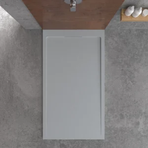 STYLE douchebak van hars – grijze kleur RAL-7040 en andere – leisteenstructuur – antibacterieel en antislip. verborgen rooster