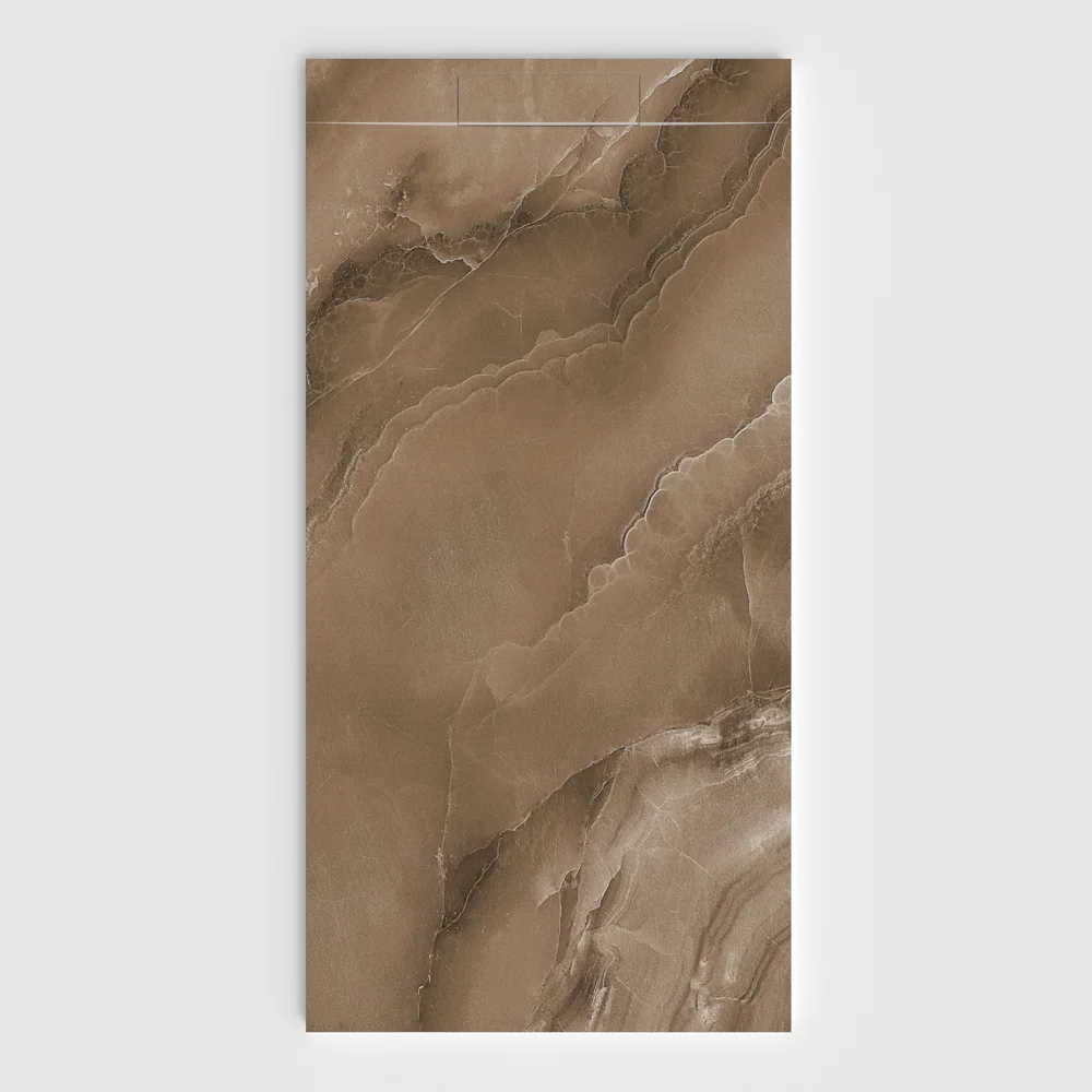 Douchebak PLASTER 3D imitatiemarmer-effect ALBARINOIR – vooraanzicht