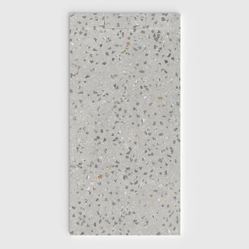 Douchebak PLASTER 3D imitatieterrazzo-effect CRETTARIO – vooraanzicht